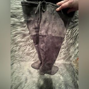 Thigh-High Charcoal Gray Suede Torrid Boots (Womens 8, Wide Width) *LIKE NEW*